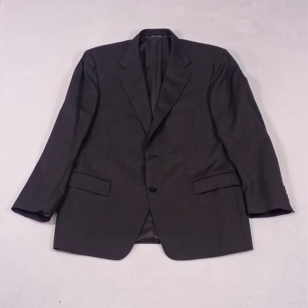 Canali Mens Charcoal Gray 100% Wool 2 Button Blazer Sport Coat Made in Italy 46R